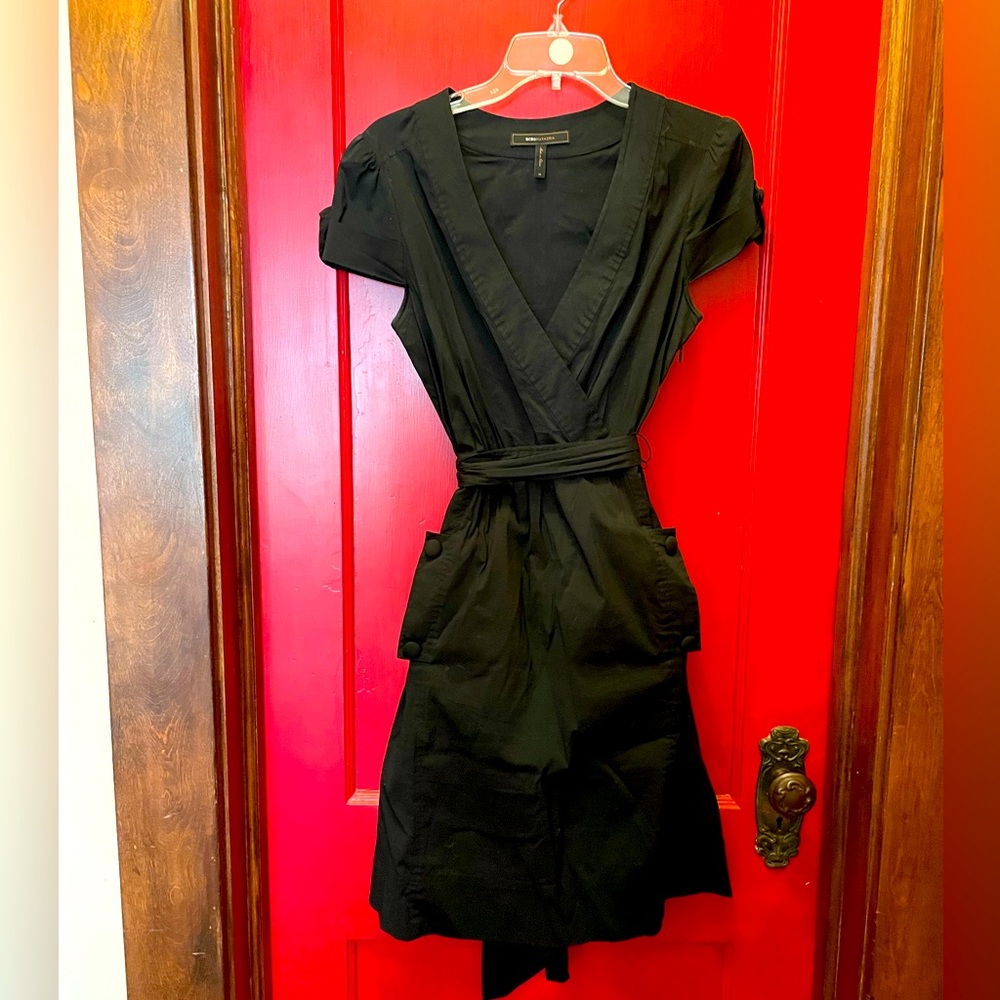 BCBGMaxAzria black short sleeve, knee length dress
